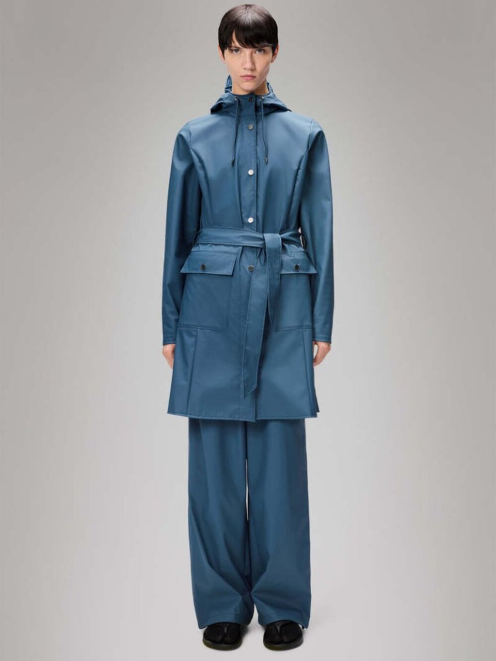 RAINS Curve Long Jacket Blue XXS/XS